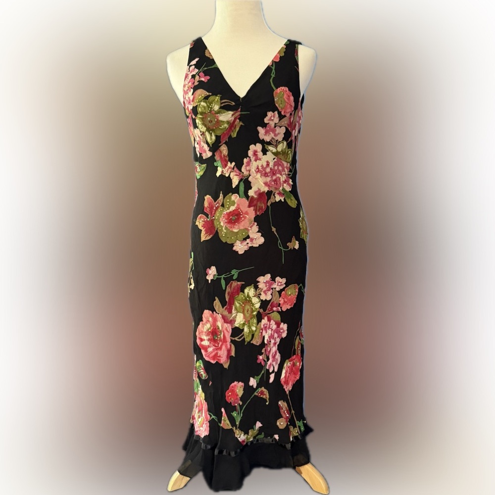 Y2K Glamor Angel Floral Beaded Dress (L)